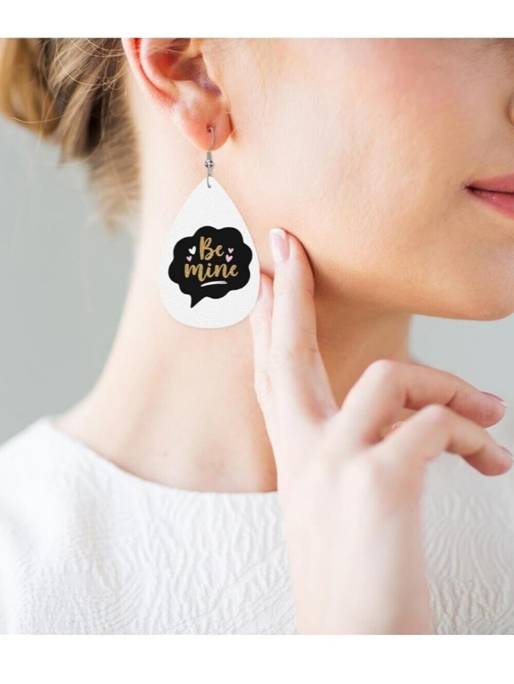 Be Mine White Teardrop Statement Earrings